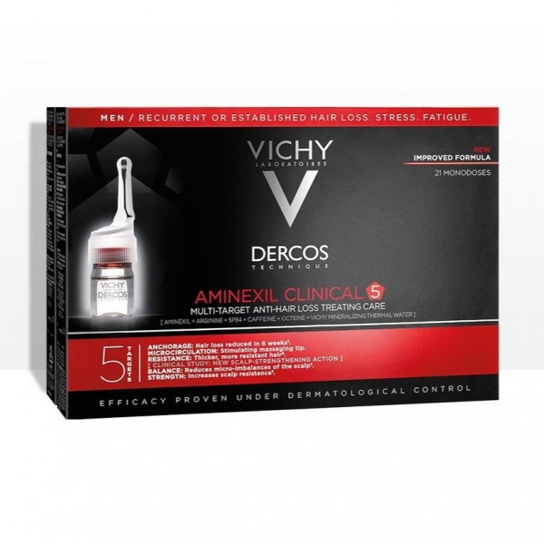 DERCOS AMINEXIL CLINICAL 5 HOMBRE 21 AMPOLLAS