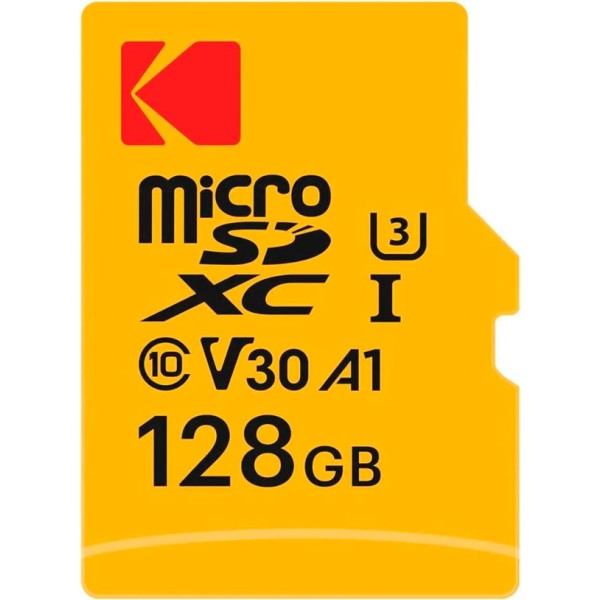 Kodak uhs-i u3 v30 a1 128gb / tarjeta de memoria microsd + adaptador sd